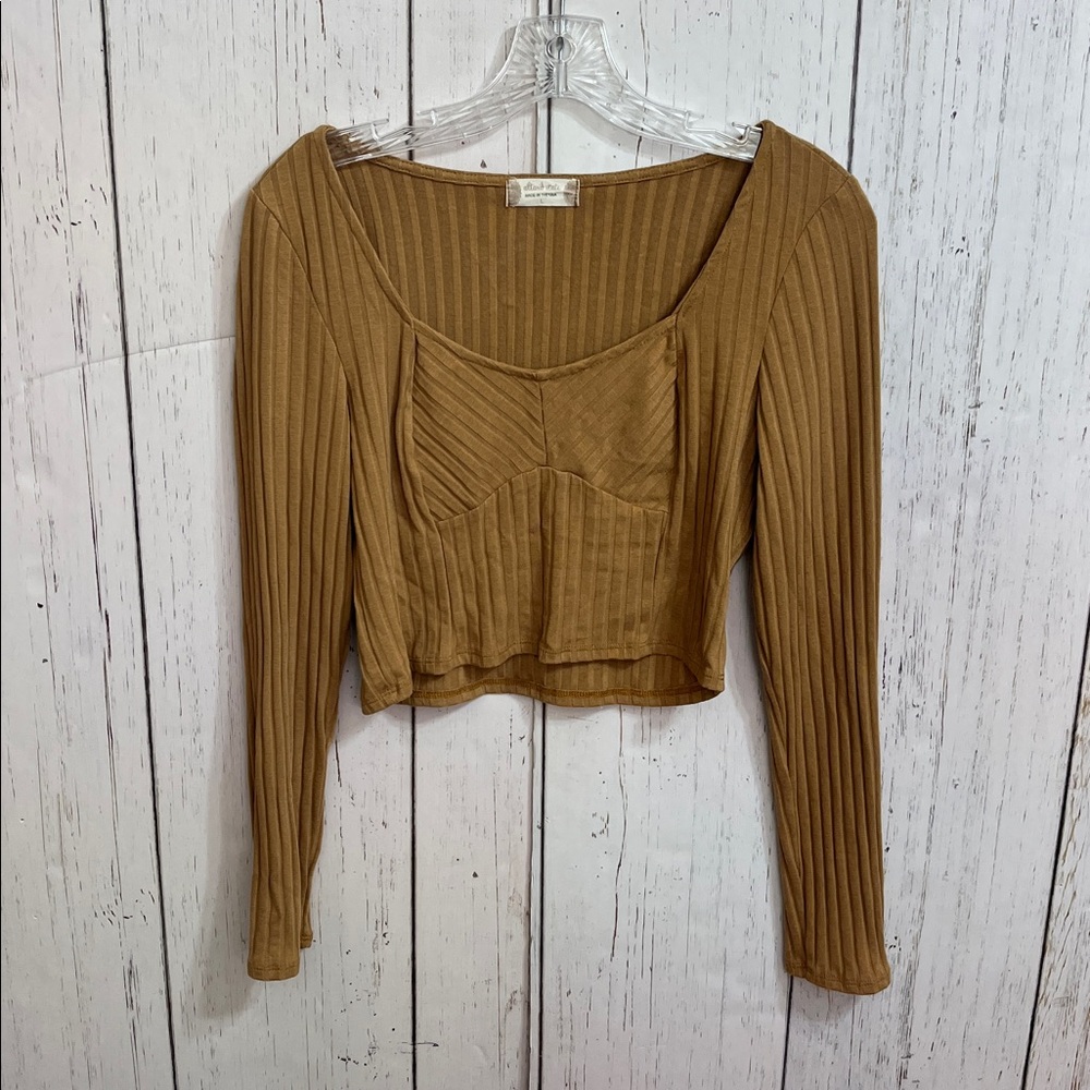 Altar'd State Tan Ribbed Crop Top